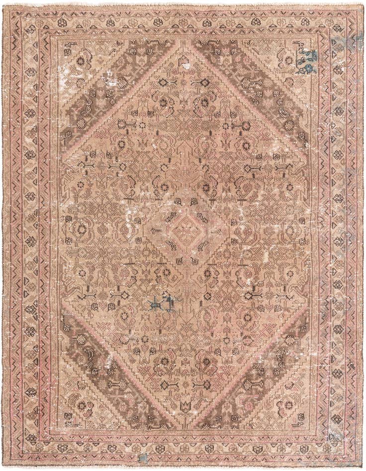 Detail image of 6' 6 x 9' 9 Hand Knotted Ultra Vintage Persian Wool Rug