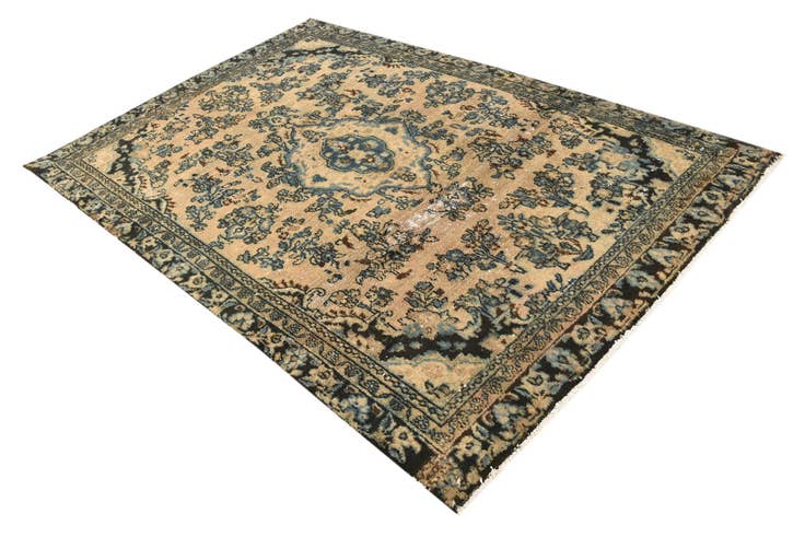 Detail image of 6' 1 x 9' Hand Knotted Ultra Vintage Persian Wool Rug