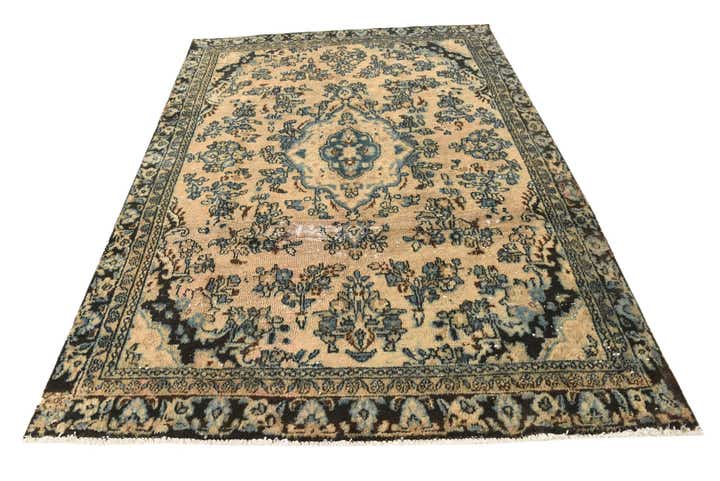 6' 1 x 9' Hand Knotted Ultra Vintage Persian Wool Rug