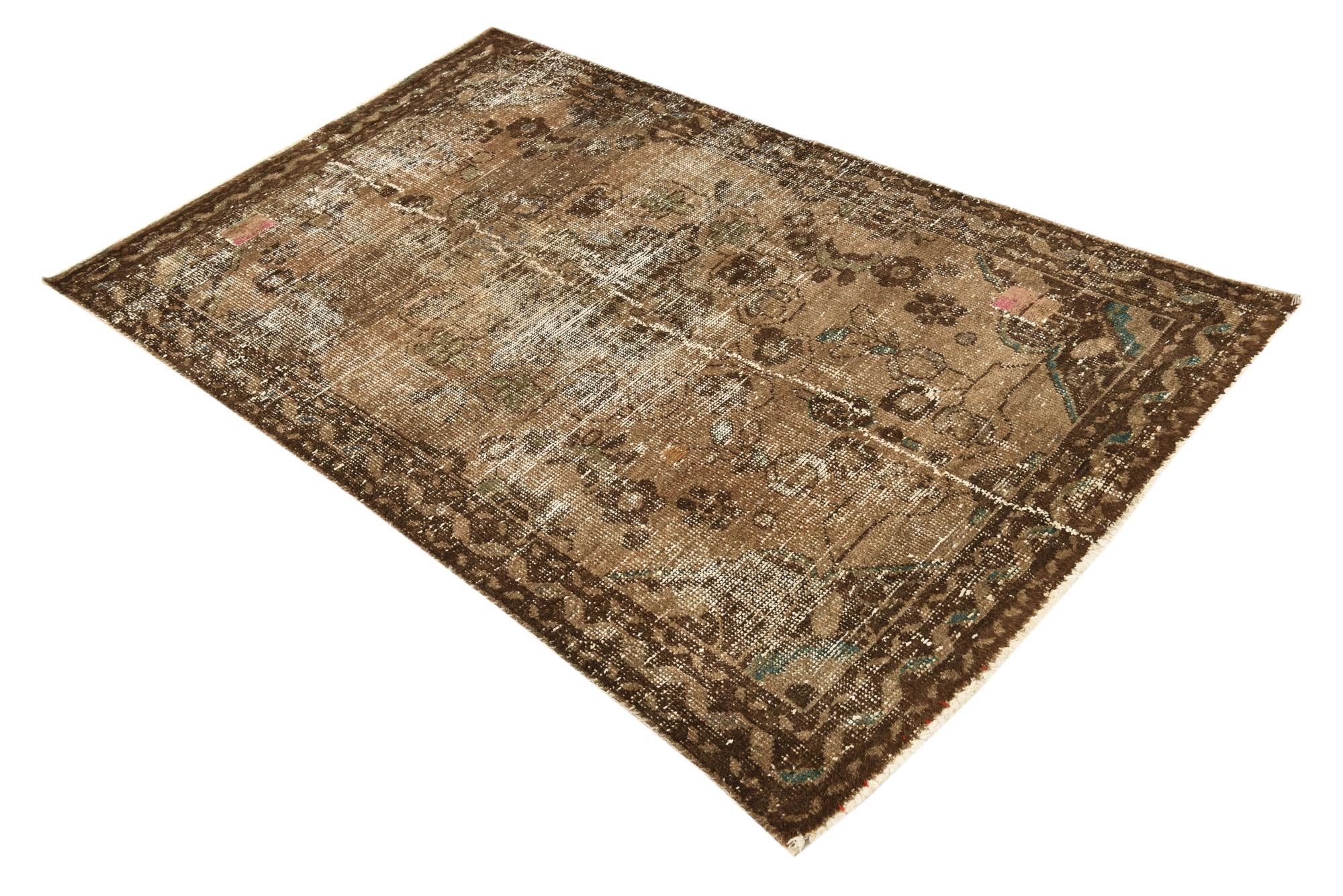 3' 10 x 6' 5 Hand Knotted Ultra Vintage Persian Wool Rug