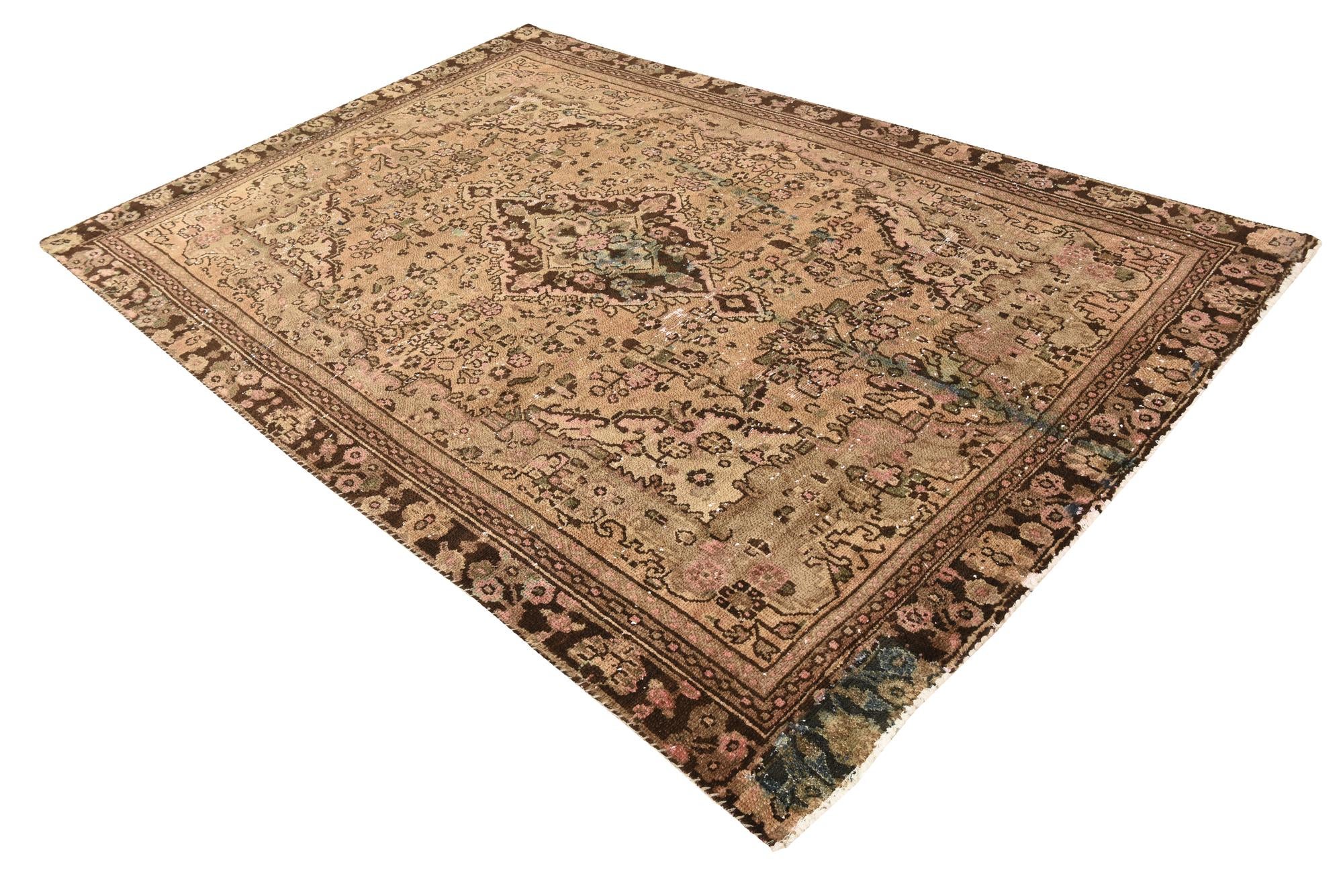 6' 5 x 9' 8 Hand Knotted Ultra Vintage Persian Wool Rug