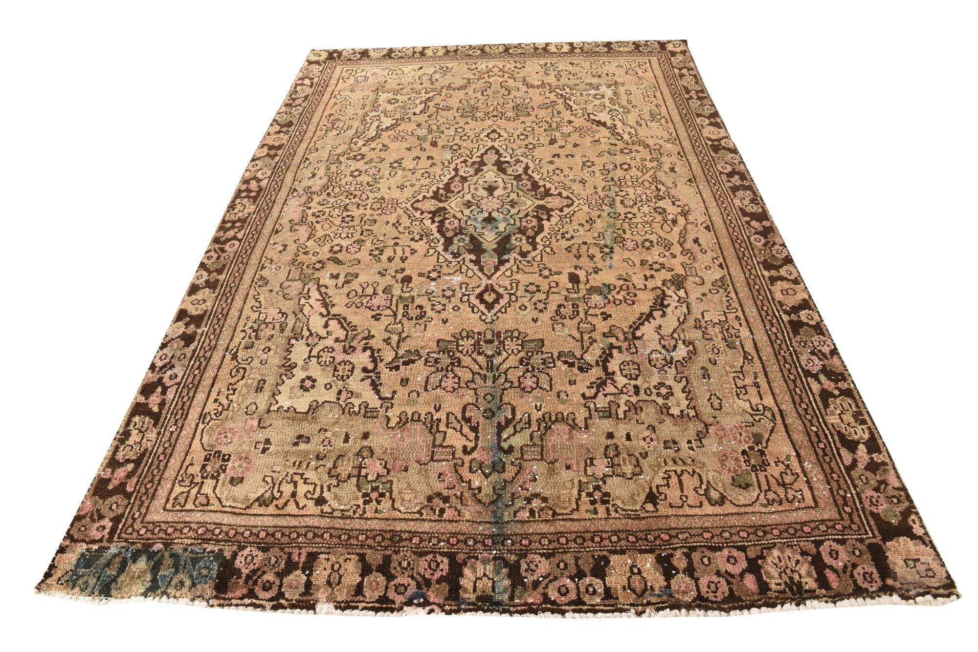 6' 5 x 9' 8 Hand Knotted Ultra Vintage Persian Wool Rug