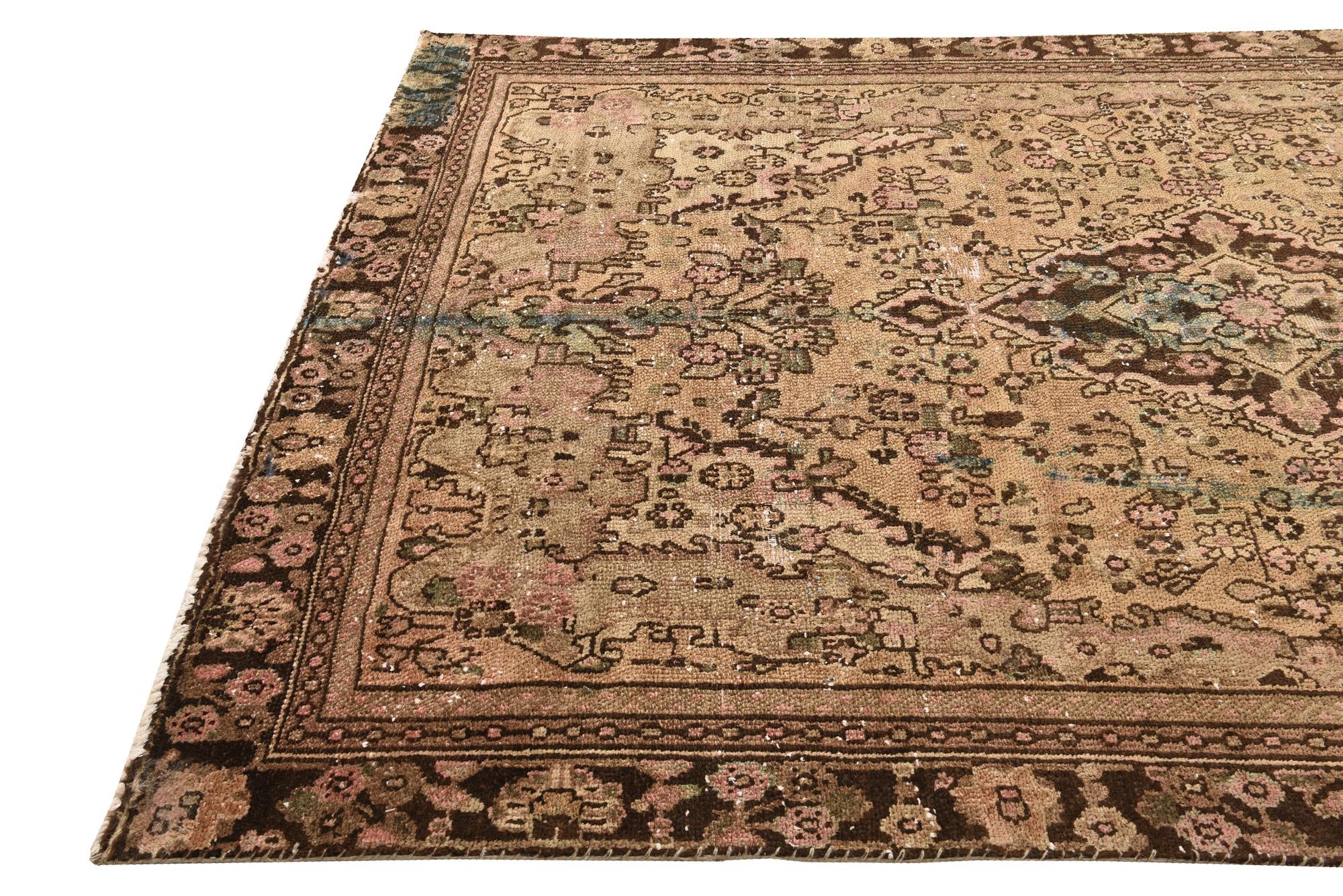 6' 5 x 9' 8 Hand Knotted Ultra Vintage Persian Wool Rug