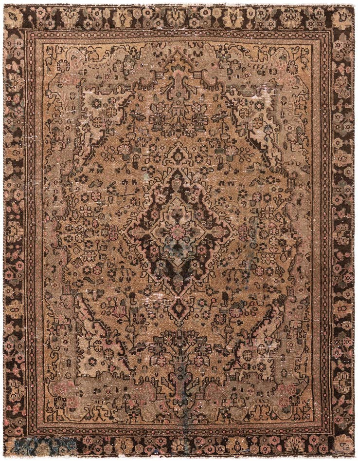 Detail image of 6' 5 x 9' 8 Hand Knotted Ultra Vintage Persian Wool Rug