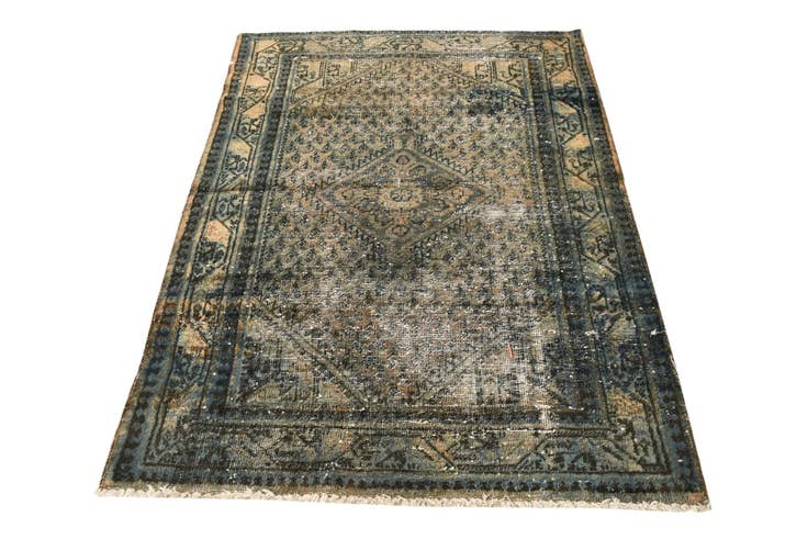 Detail image of 3' 4 x 5' Hand Knotted Ultra Vintage Persian Wool Rug