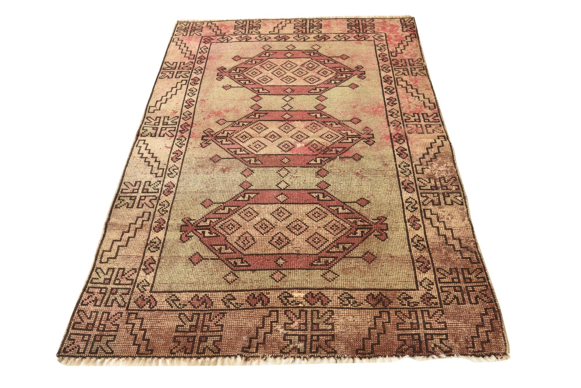 3' 9 x 5' 7 Hand Knotted Ultra Vintage Persian Wool Rug