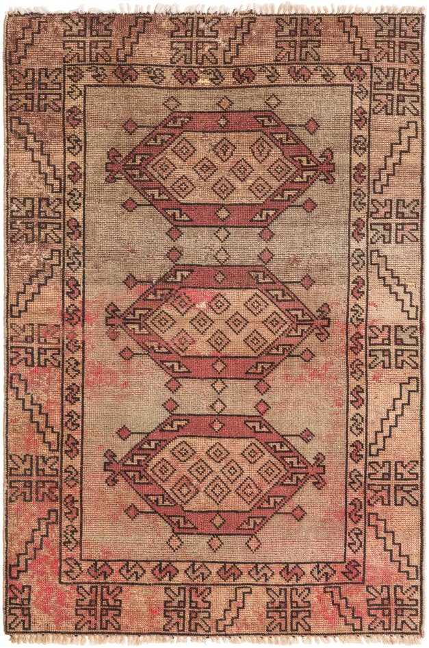Detail image of 3' 9 x 5' 7 Hand Knotted Ultra Vintage Persian Wool Rug
