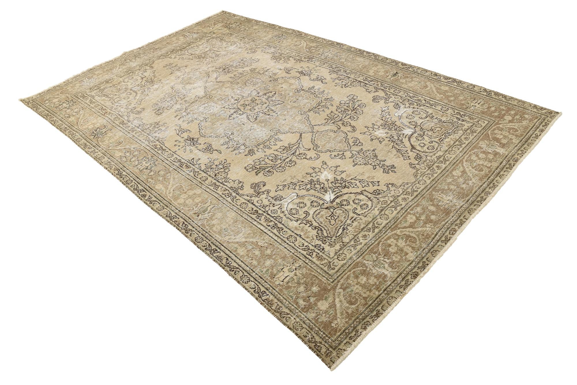 6' 4 x 9' Hand Knotted Ultra Vintage Persian Wool Rug