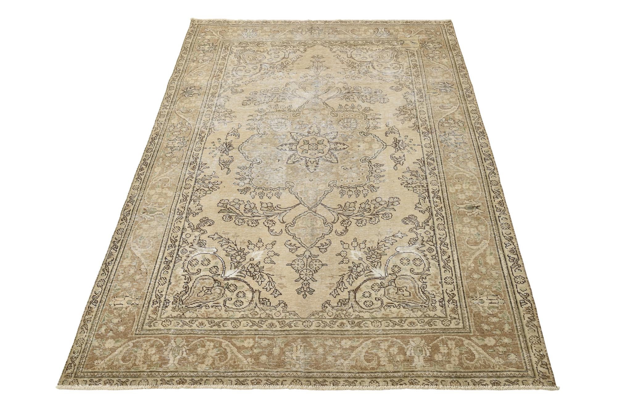 6' 4 x 9' Hand Knotted Ultra Vintage Persian Wool Rug