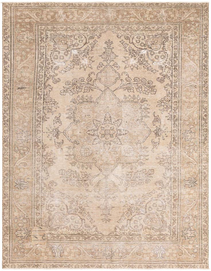Detail image of 6' 4 x 9' Hand Knotted Ultra Vintage Persian Wool Rug