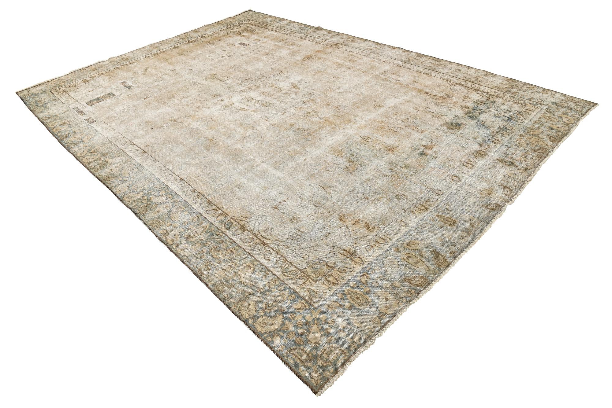 9' x 12' 9 Hand Knotted Ultra Vintage Persian Wool Rug