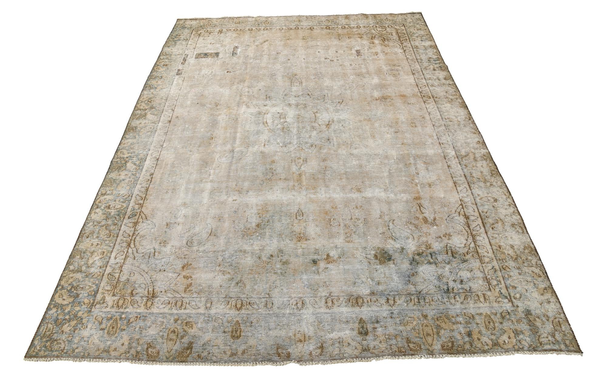 9' x 12' 9 Hand Knotted Ultra Vintage Persian Wool Rug