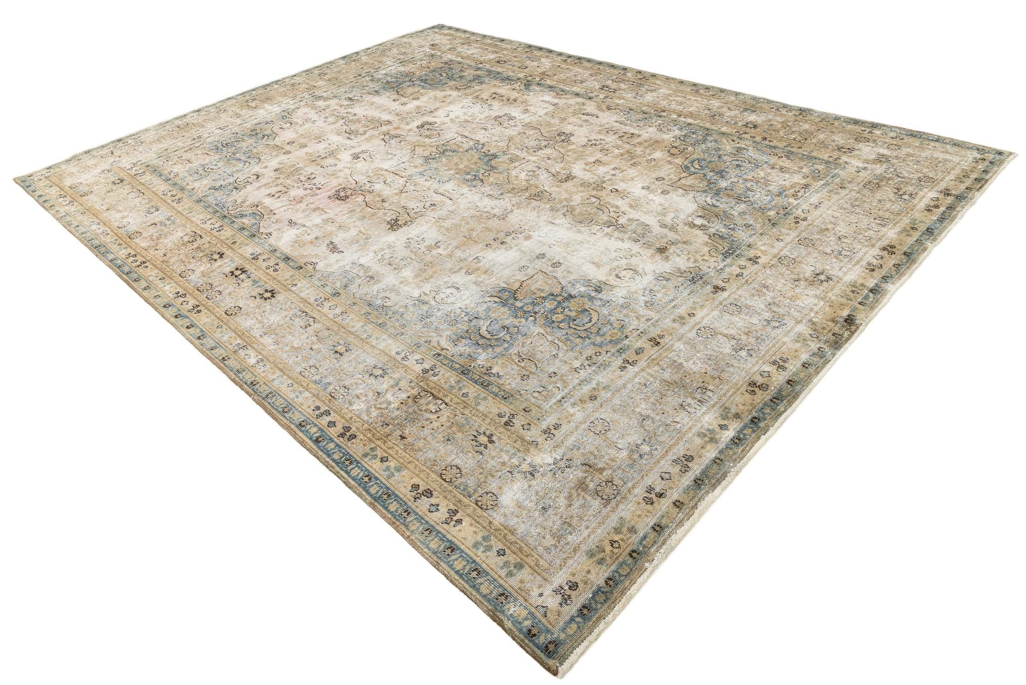 9' 4 x 12' 7 Hand Knotted Ultra Vintage Persian Wool Rug