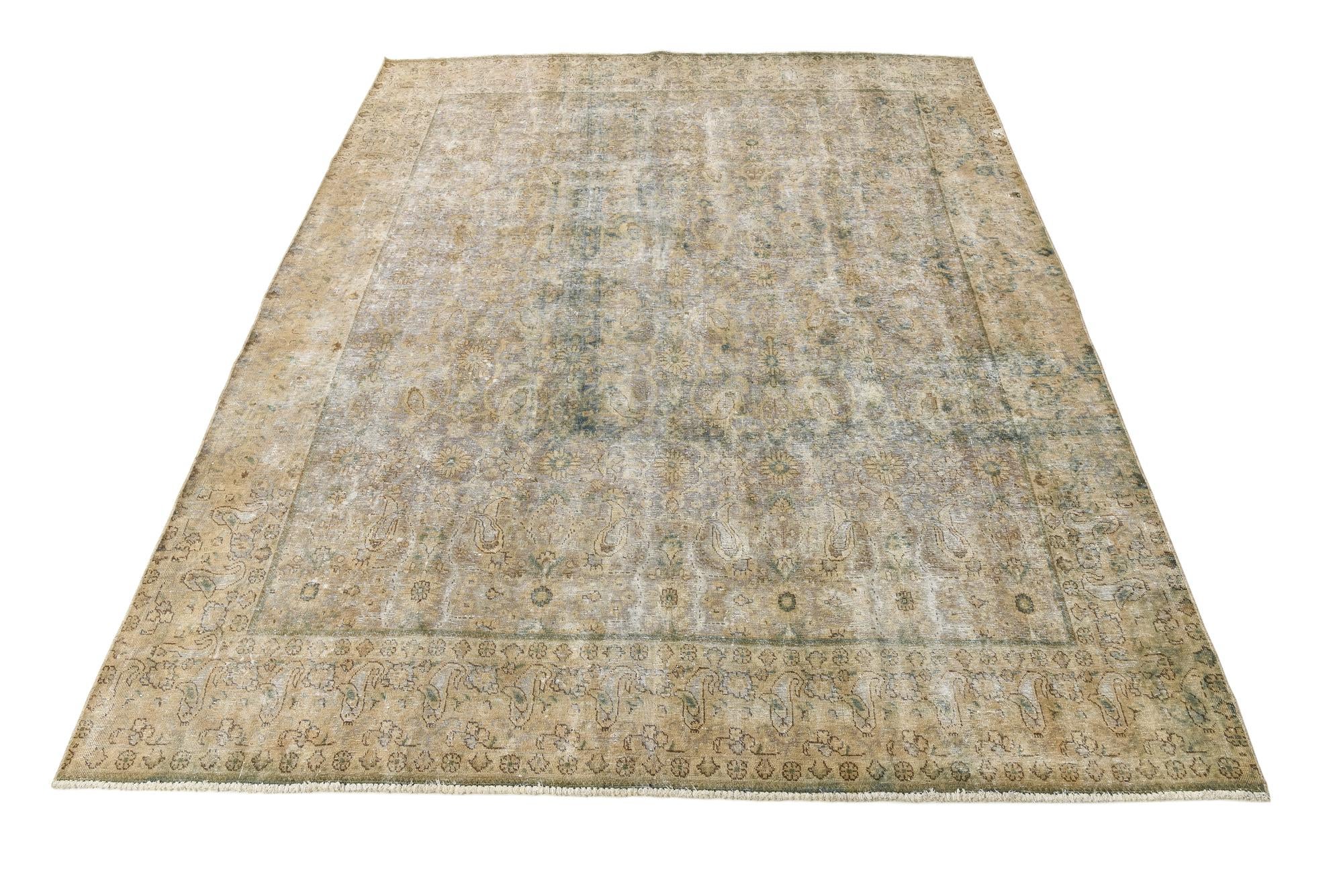 9' 5 x 12' 1 Hand Knotted Ultra Vintage Persian Wool Rug