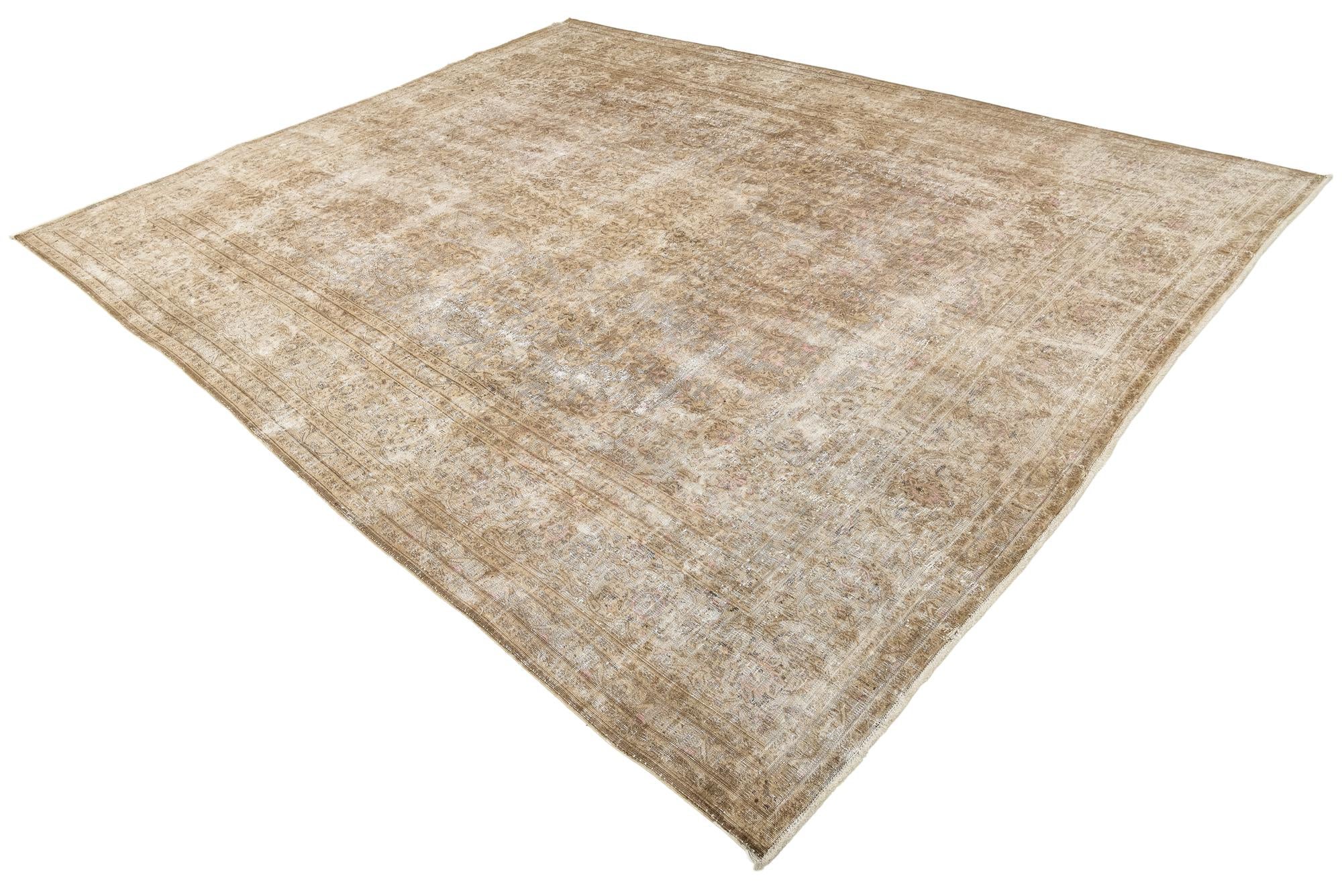9' 9 x 12' 7 Hand Knotted Ultra Vintage Persian Wool Rug