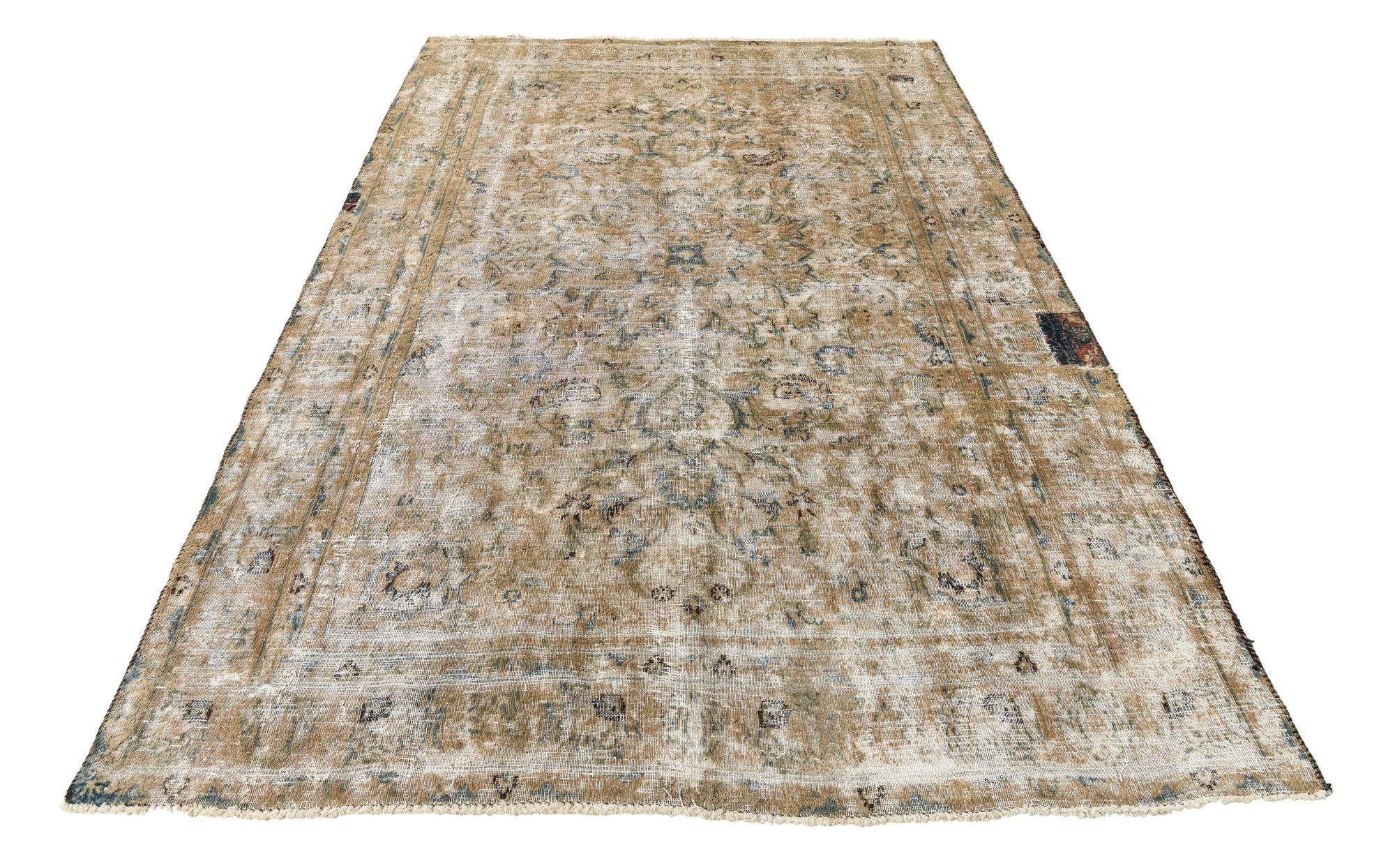 6' 2 x 9' 3 Hand Knotted Ultra Vintage Persian Wool Rug