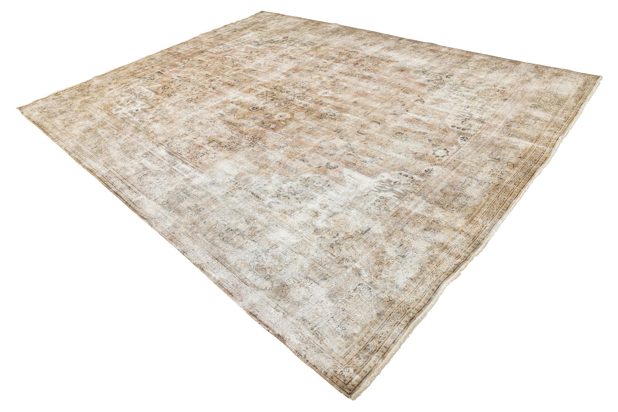 9' 10 x 12' 8 Hand Knotted Ultra Vintage Persian Wool Rug