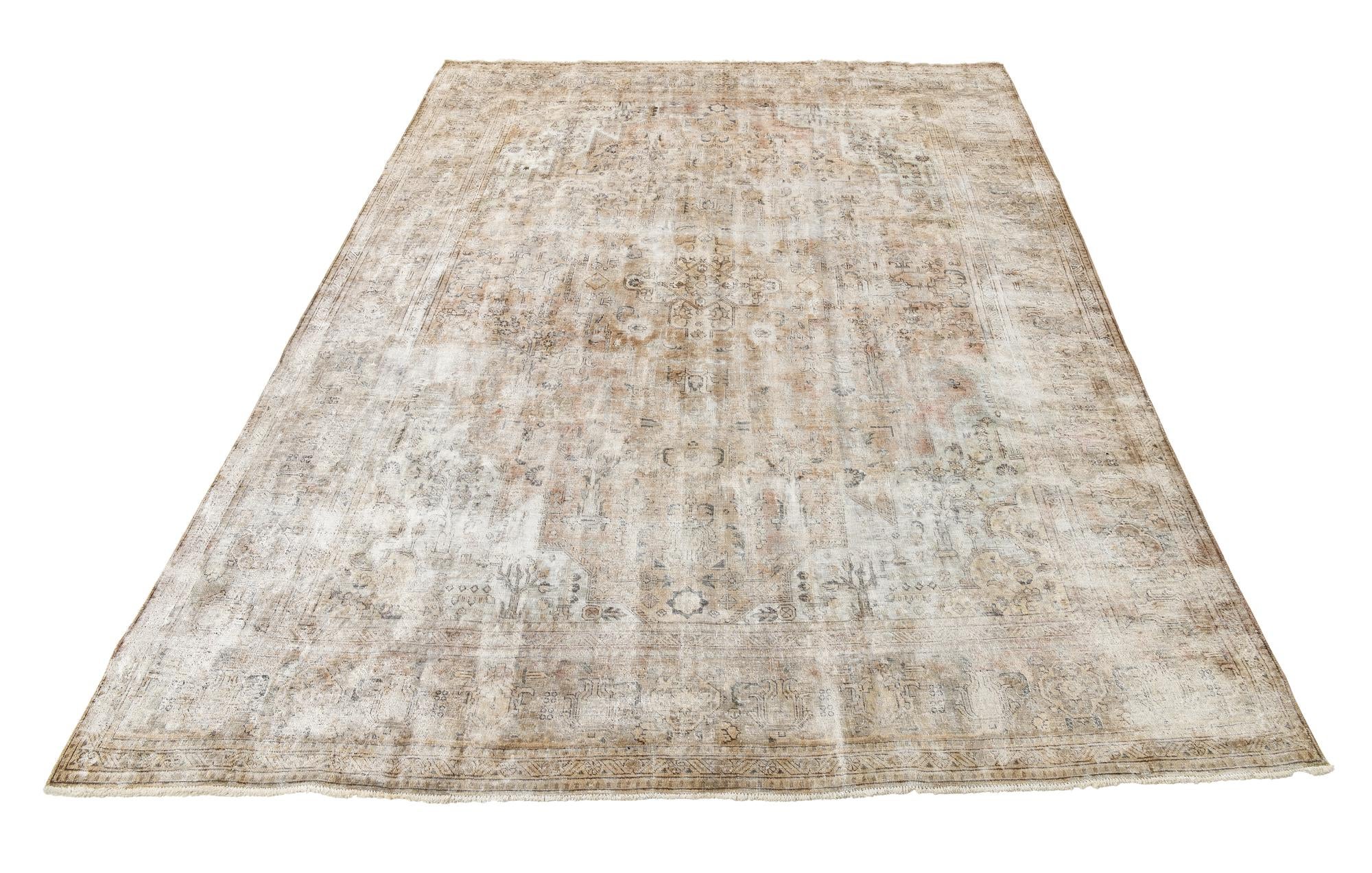 9' 10 x 12' 8 Hand Knotted Ultra Vintage Persian Wool Rug
