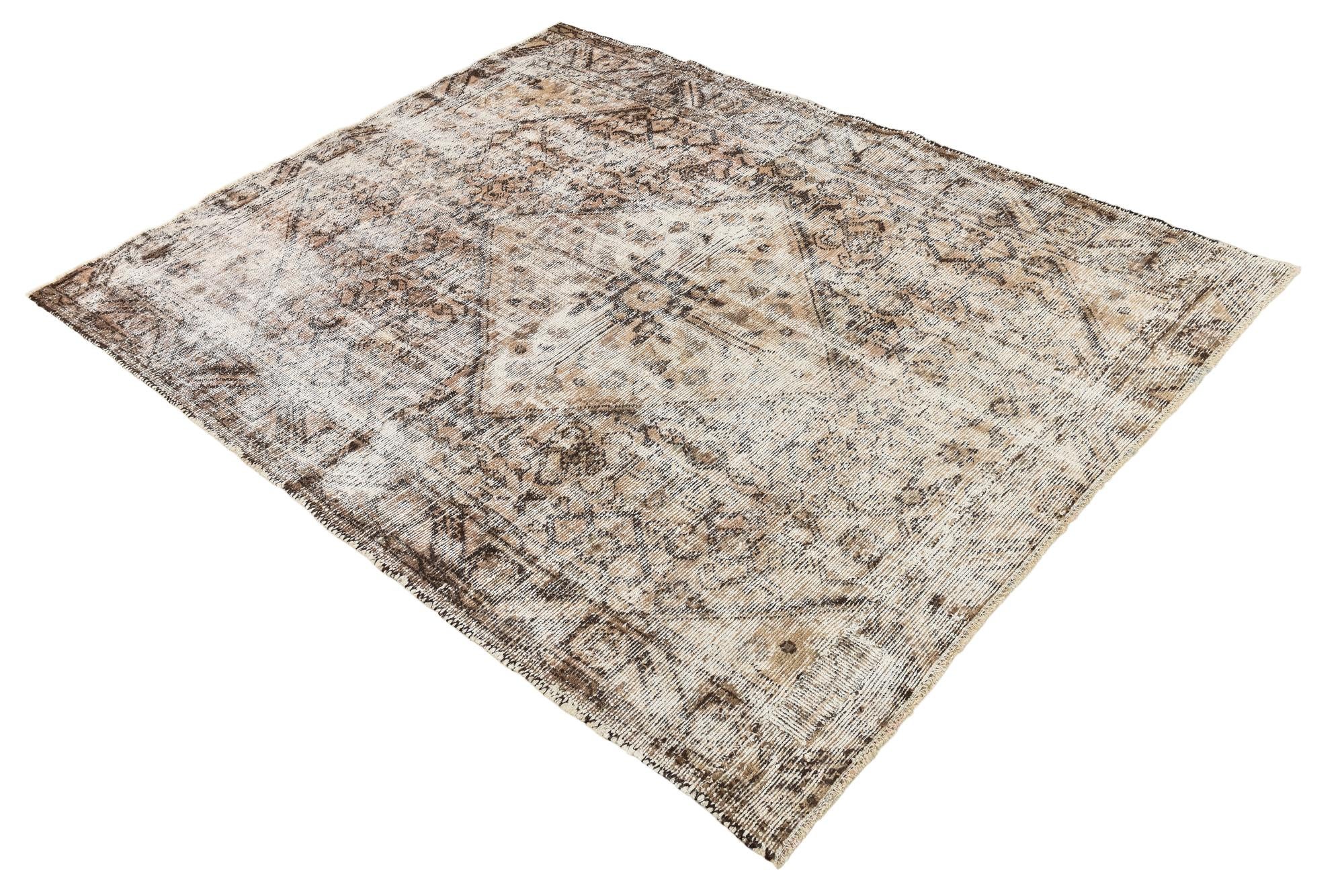 5' 3 x 6' 10 Hand Knotted Ultra Vintage Persian Wool Rug