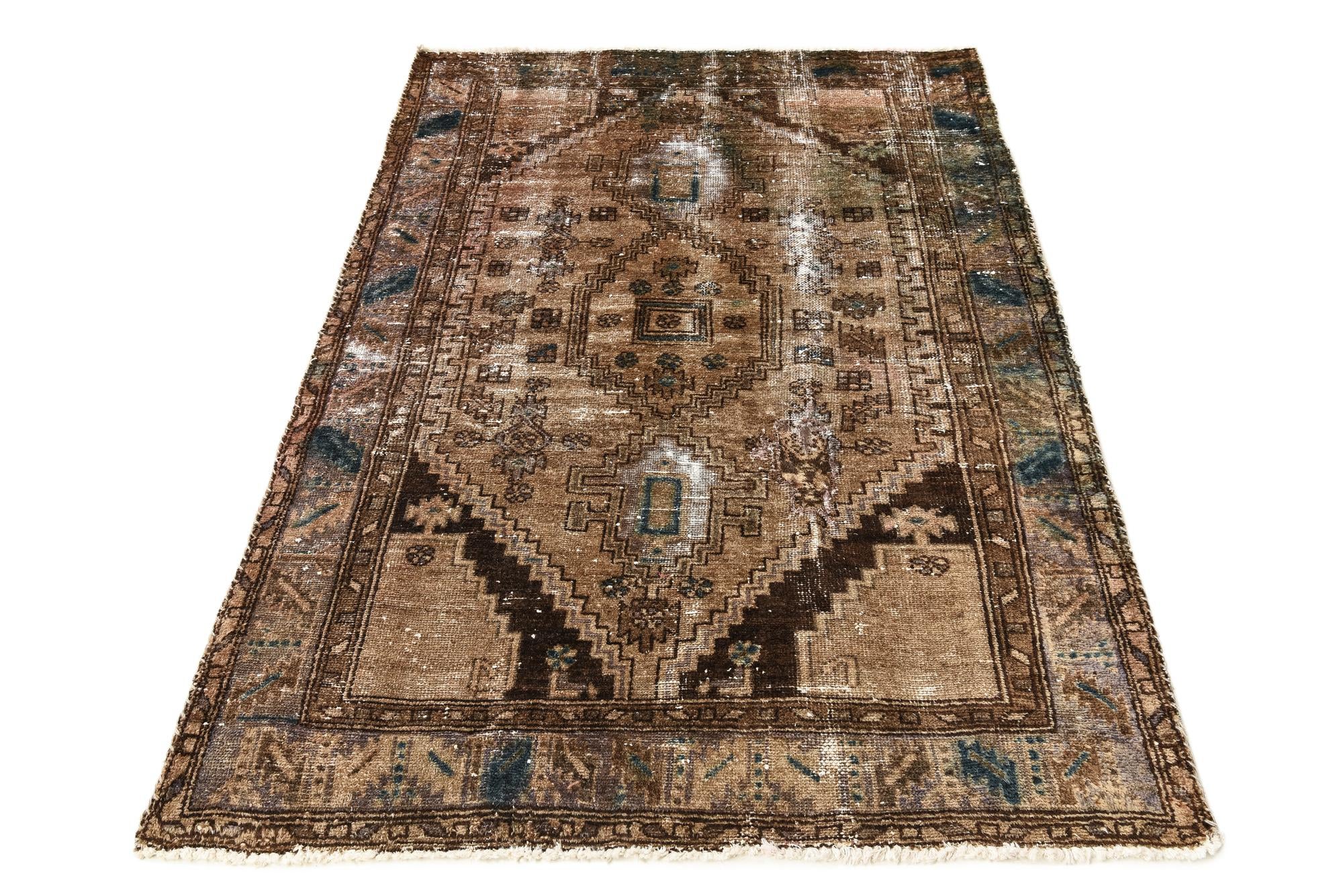 4' 2 x 6' 3 Hand Knotted Ultra Vintage Persian Wool Rug