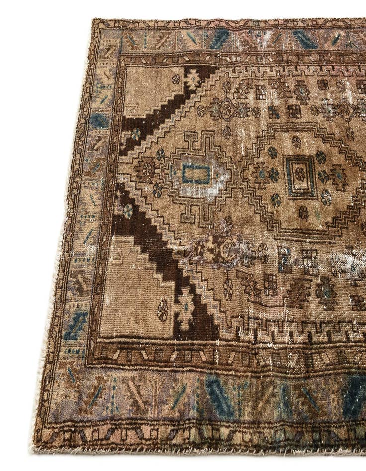 Detail image of 4' 2 x 6' 3  Hand Knotted Ultra Vintage Persian Wool Rug