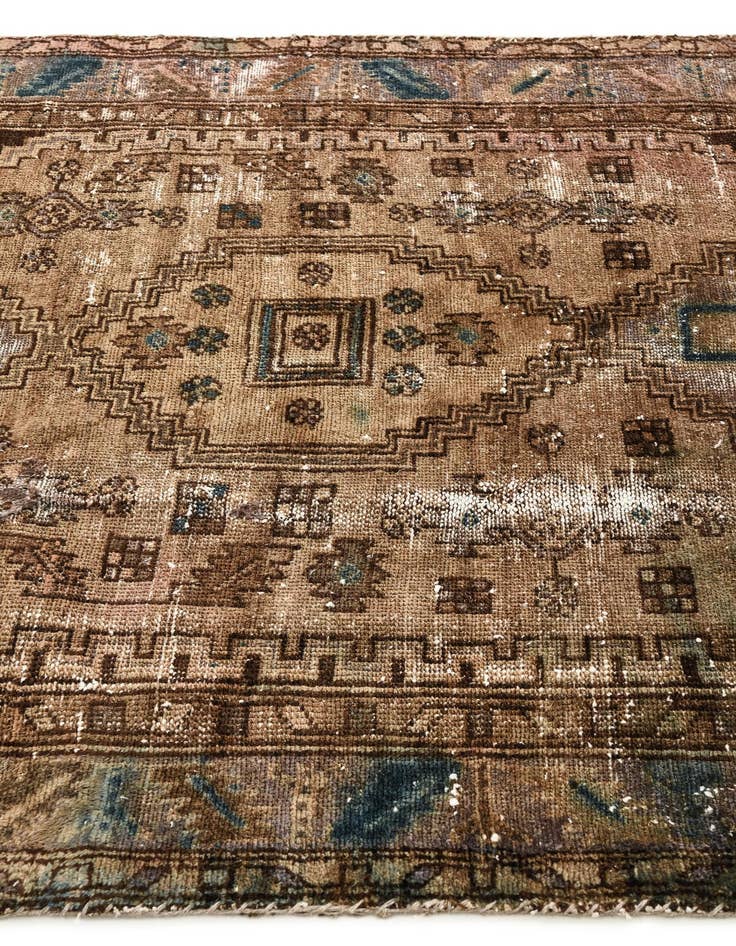 Detail image of 4' 2 x 6' 3  Hand Knotted Ultra Vintage Persian Wool Rug