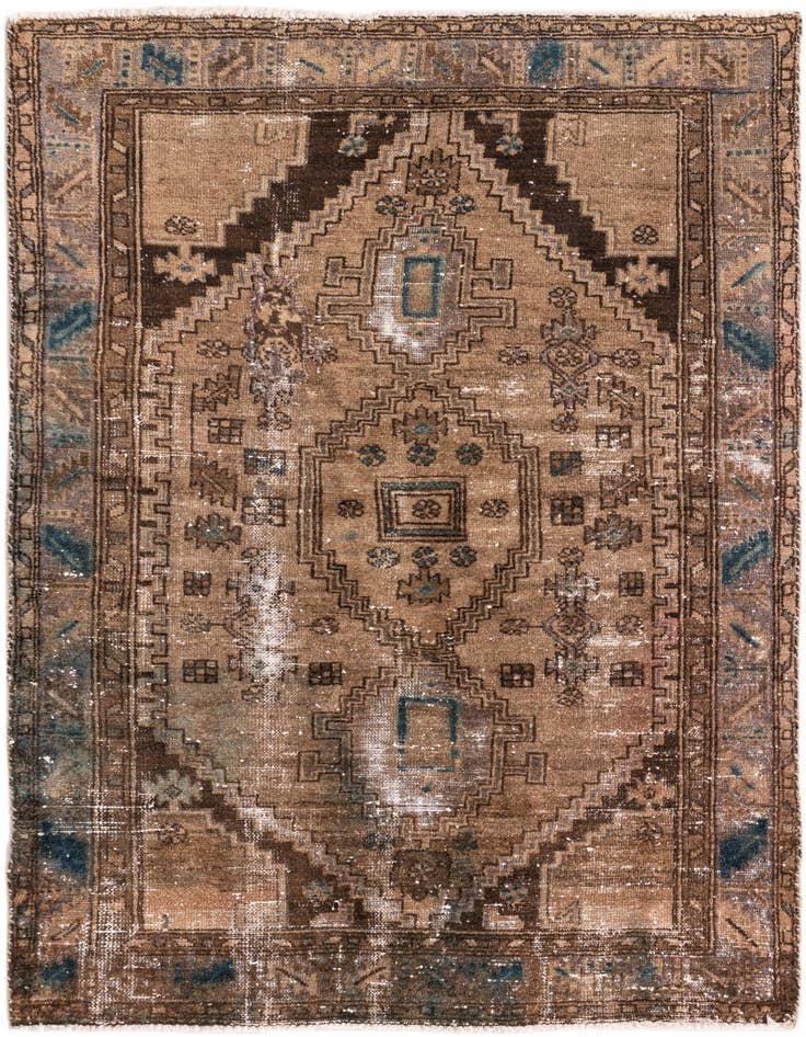 Detail image of 4' 2 x 6' 3 Hand Knotted Ultra Vintage Persian Wool Rug