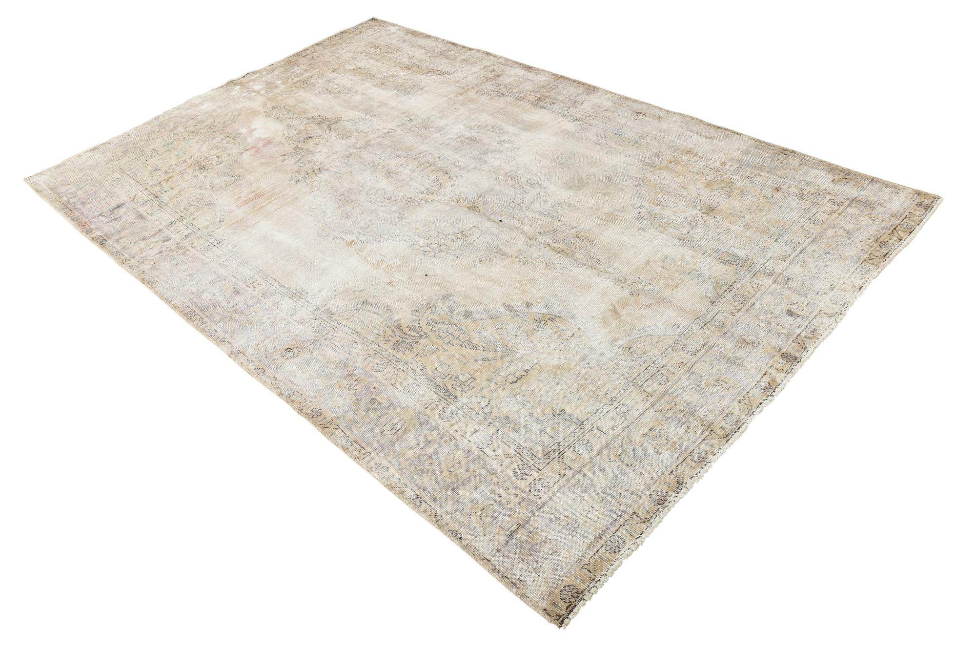 6' x 9' 6 Hand Knotted Ultra Vintage Persian Wool Rug