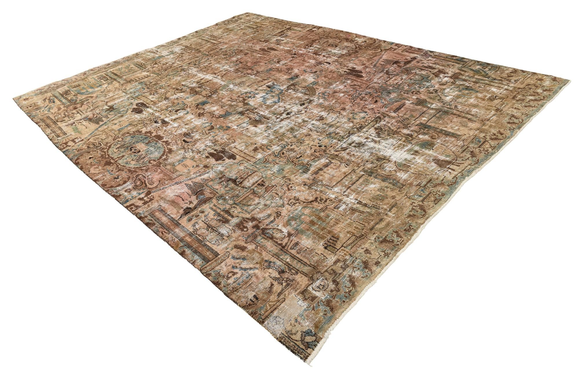9' 4 x 12' Hand Knotted Ultra Vintage Persian Wool Rug
