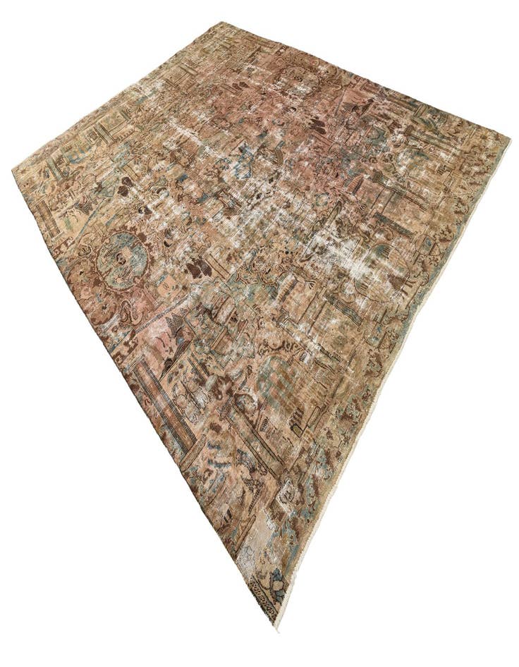 Detail image of 9' 4 x 12'  Hand Knotted Ultra Vintage Persian Wool Rug