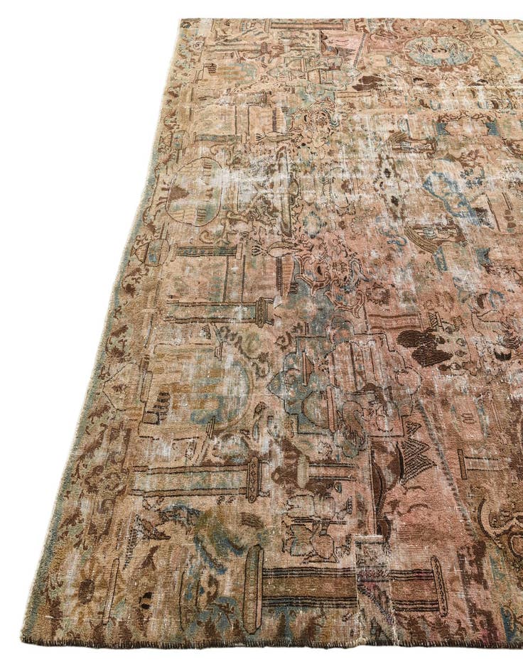 Detail image of 9' 4 x 12'  Hand Knotted Ultra Vintage Persian Wool Rug