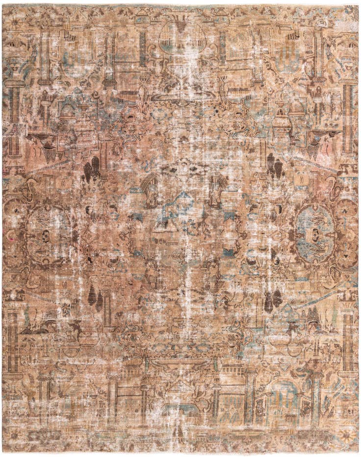 Detail image of 9' 4 x 12' Hand Knotted Ultra Vintage Persian Wool Rug