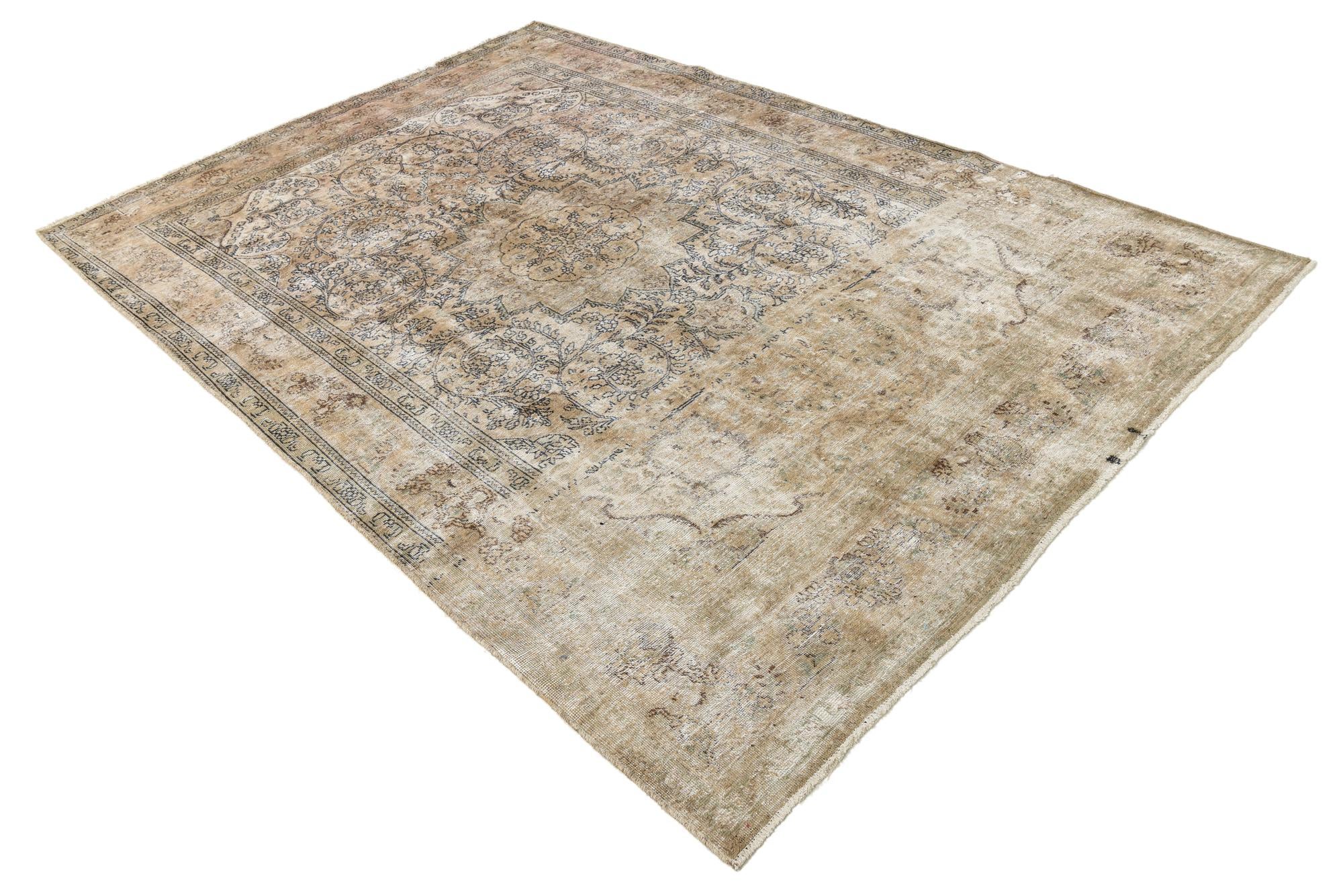 6' 7 x 9' 10 Hand Knotted Ultra Vintage Persian Wool Rug