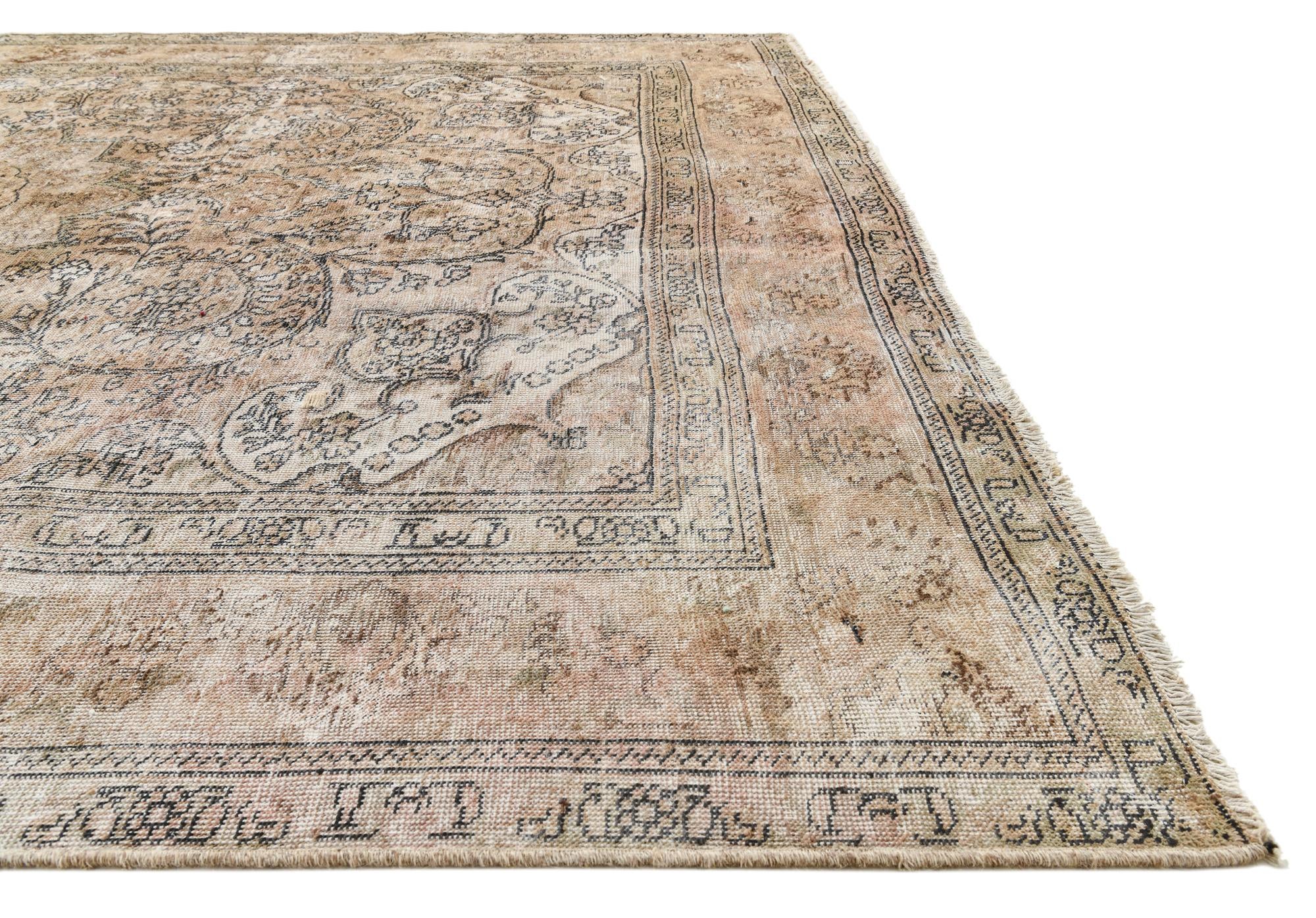 6' 7 x 9' 10 Hand Knotted Ultra Vintage Persian Wool Rug