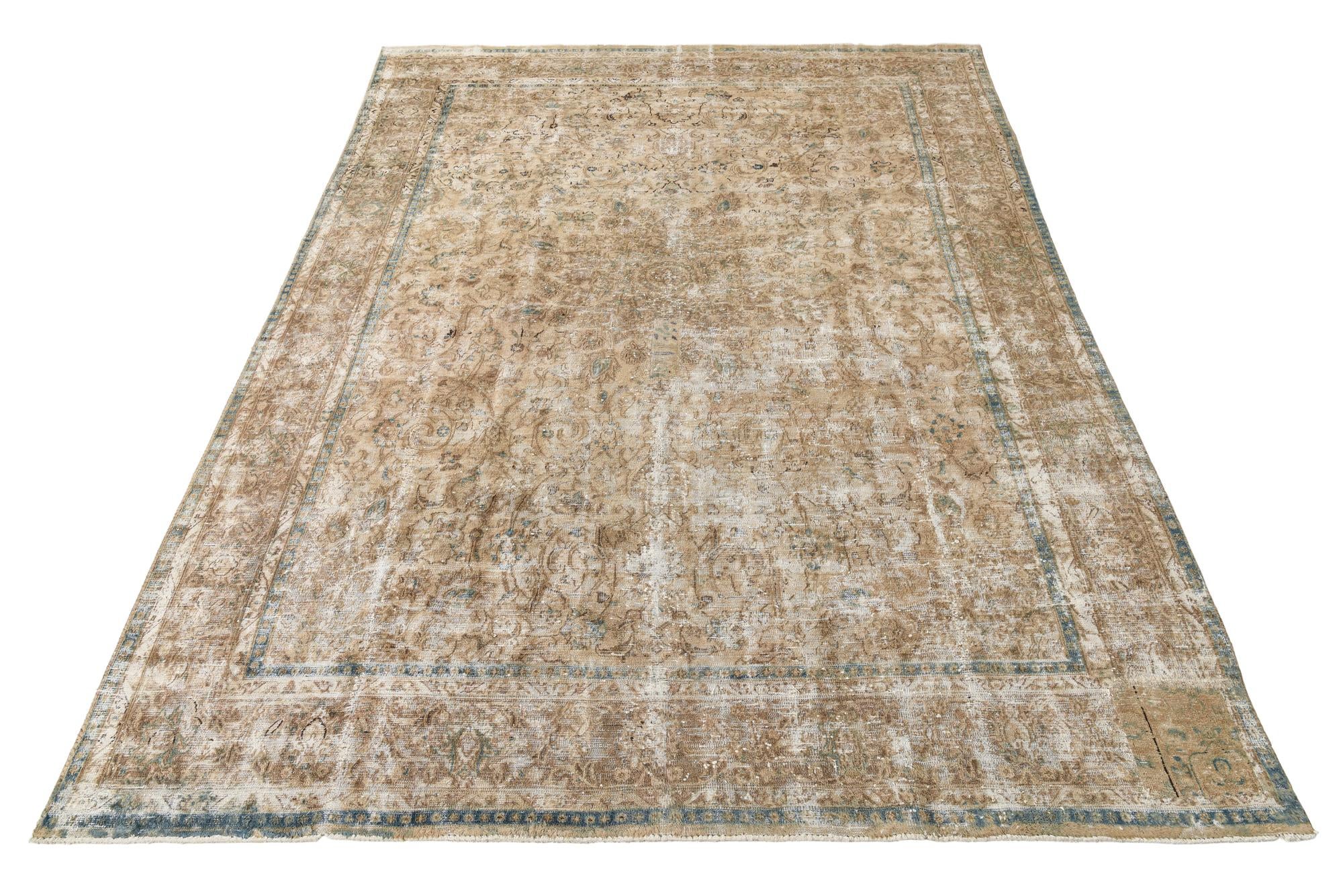 9' 4 x 13' Hand Knotted Ultra Vintage Persian Wool Rug