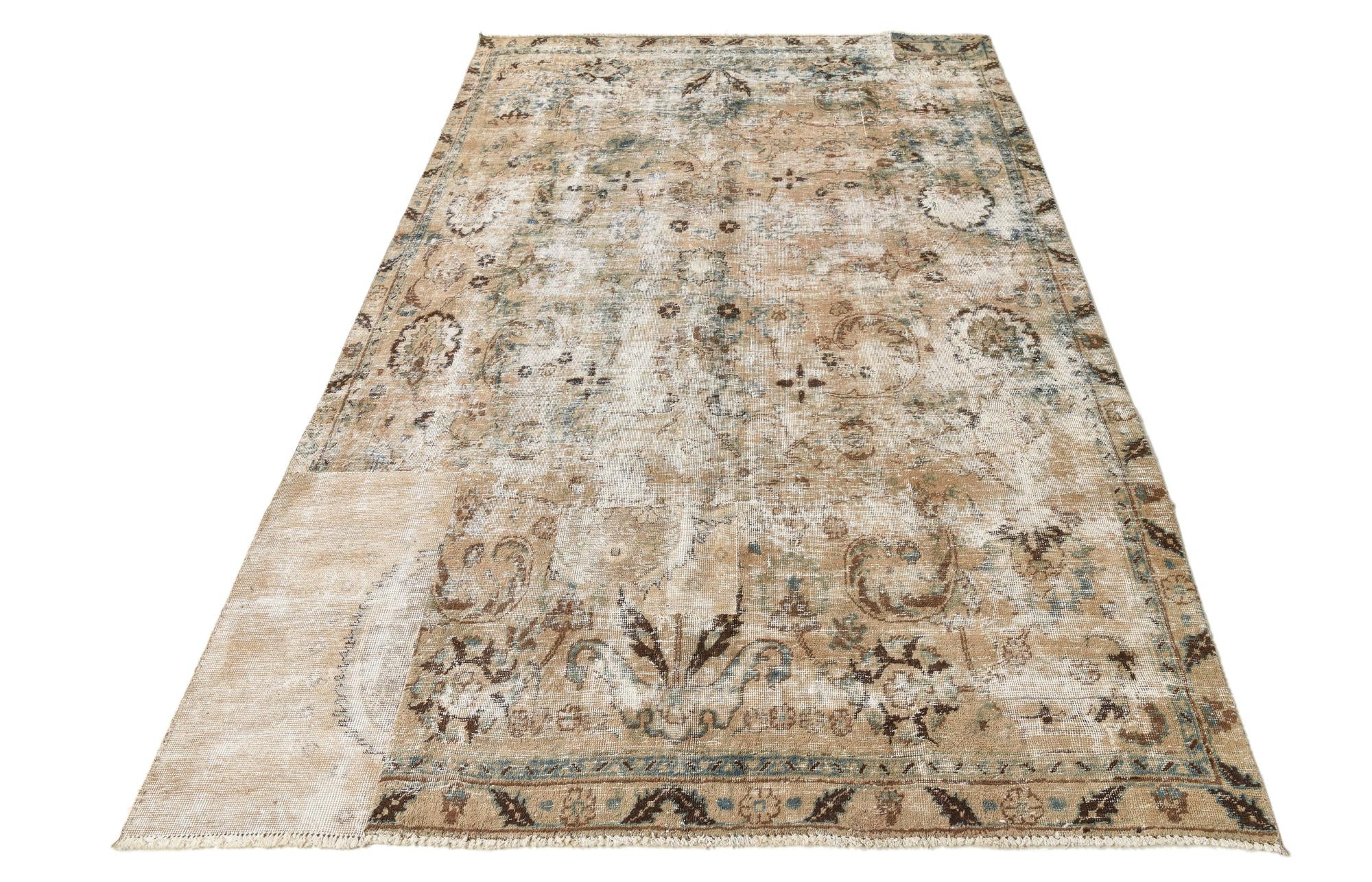 6' 3 x 9' 3 Hand Knotted Ultra Vintage Persian Wool Rug