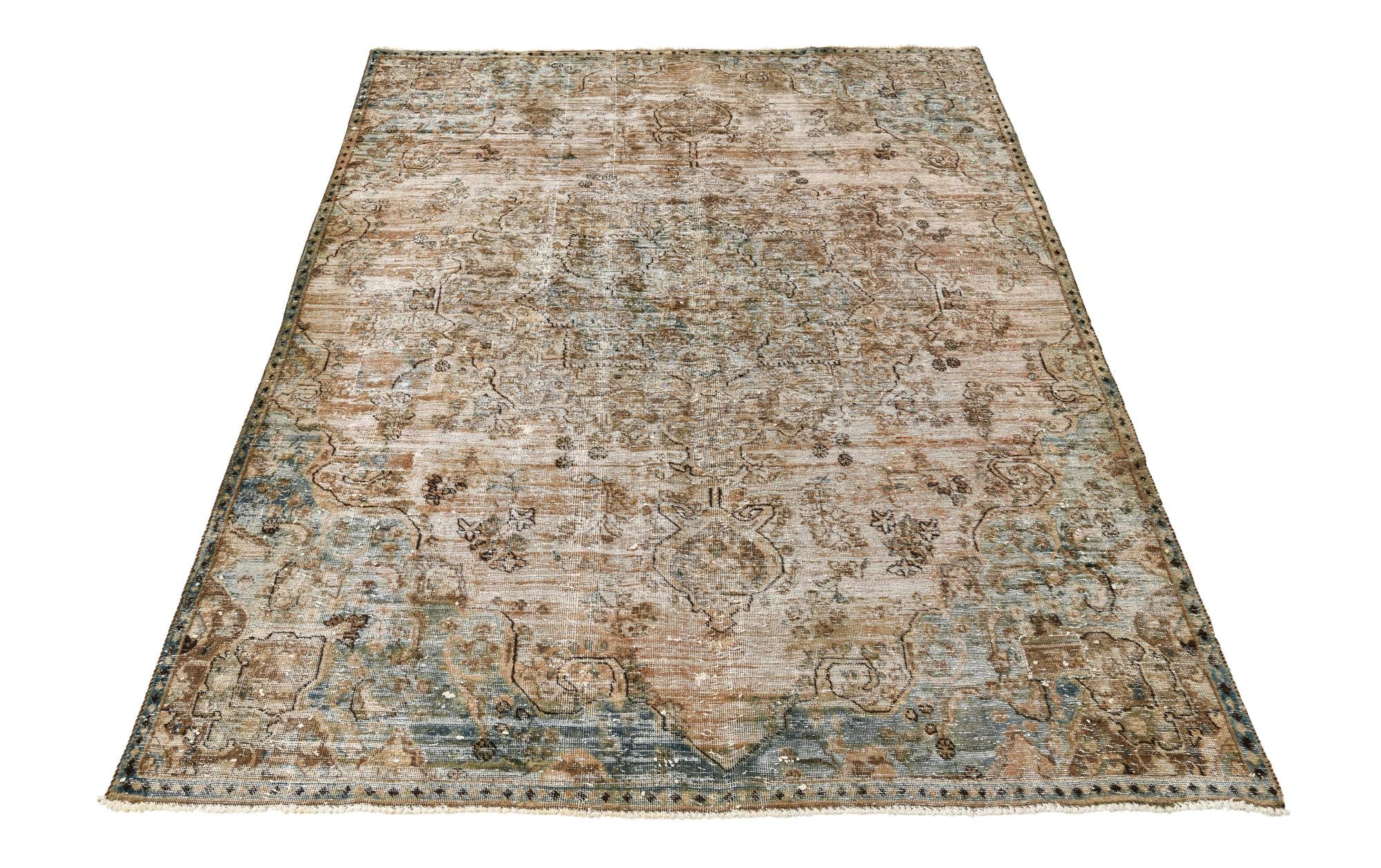 6' 9 x 9' 7 Hand Knotted Ultra Vintage Persian Wool Rug