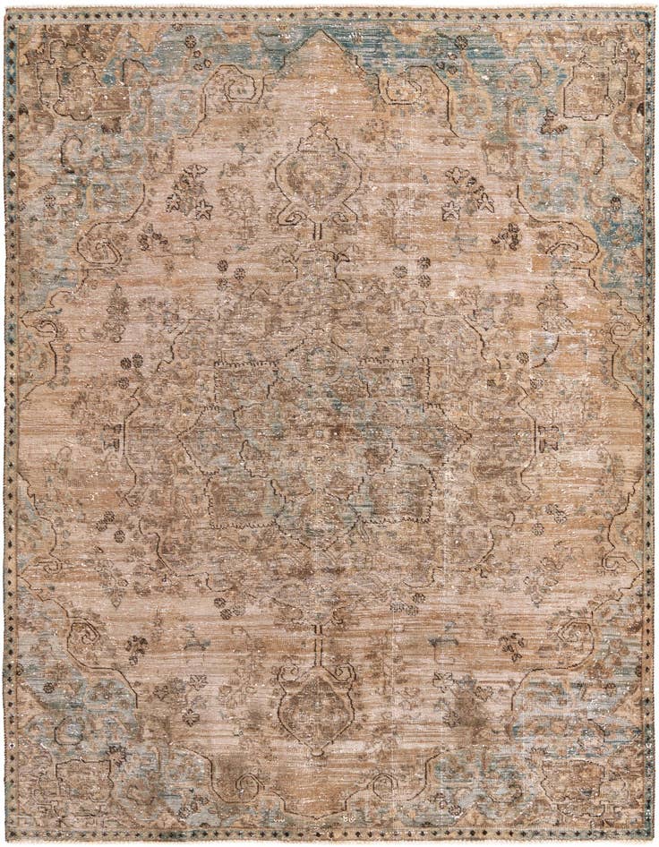 Detail image of 6' 9 x 9' 7 Hand Knotted Ultra Vintage Persian Wool Rug