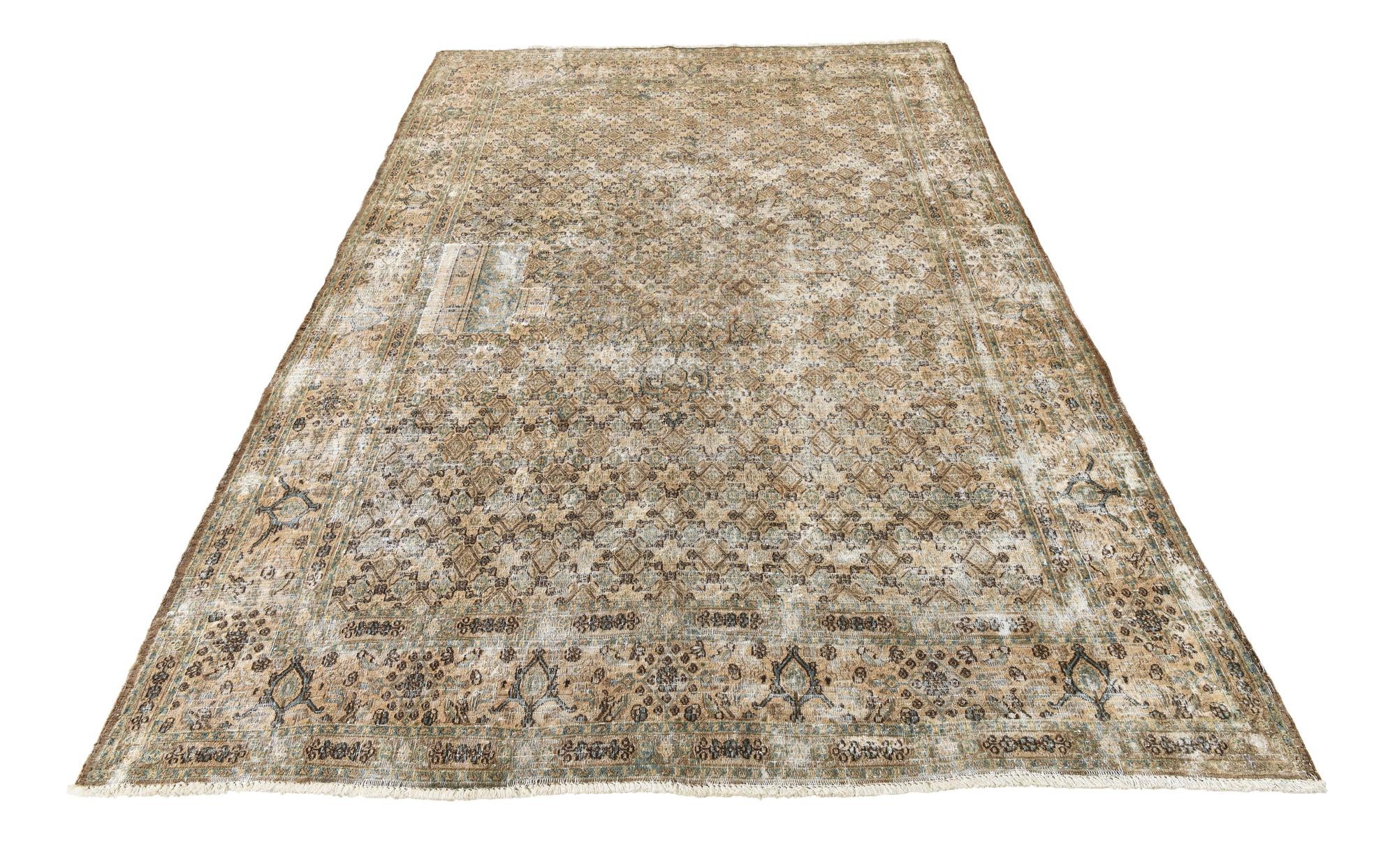 6' 7 x 9' 7 Hand Knotted Ultra Vintage Persian Wool Rug