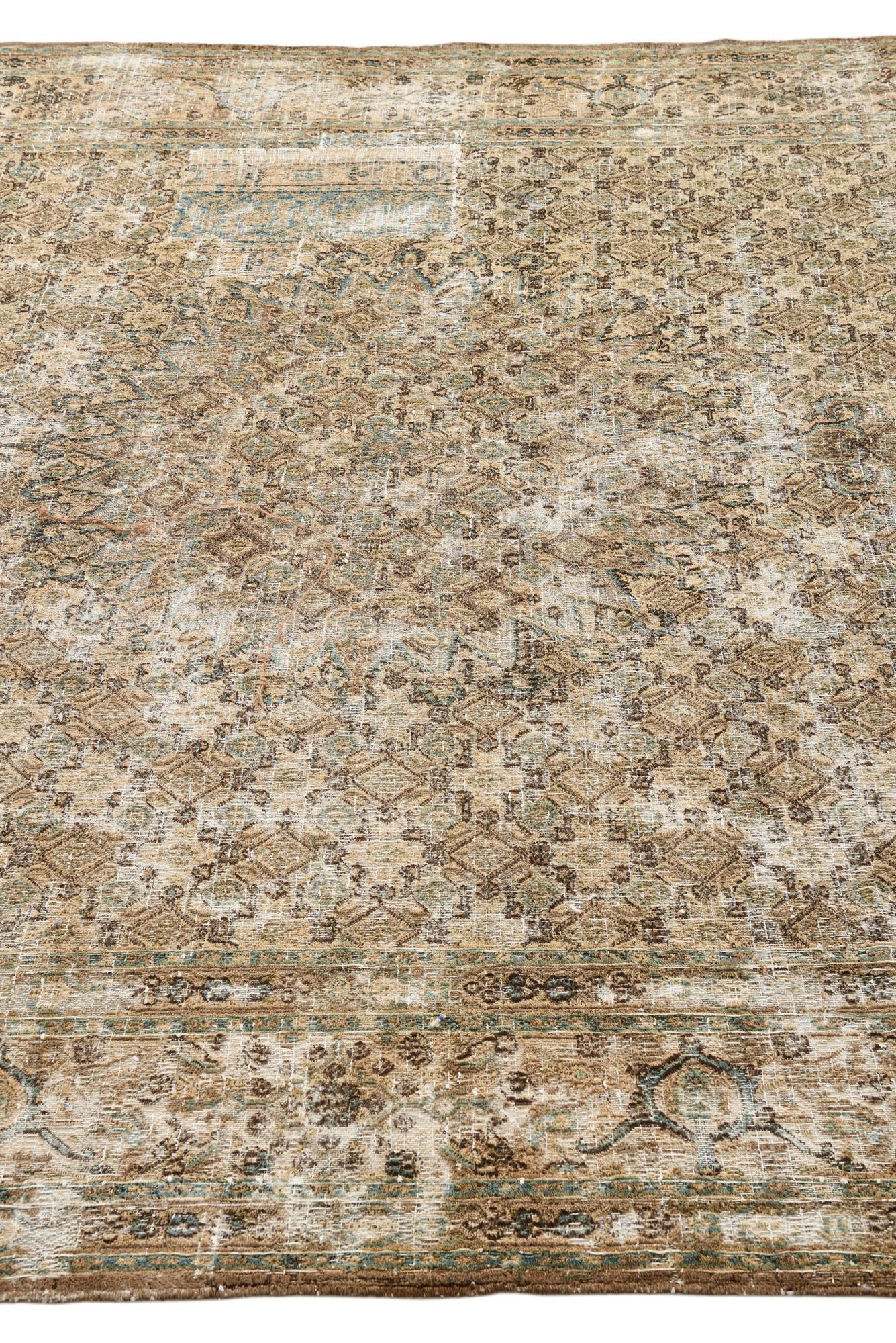 6' 7 x 9' 7 Hand Knotted Ultra Vintage Persian Wool Rug