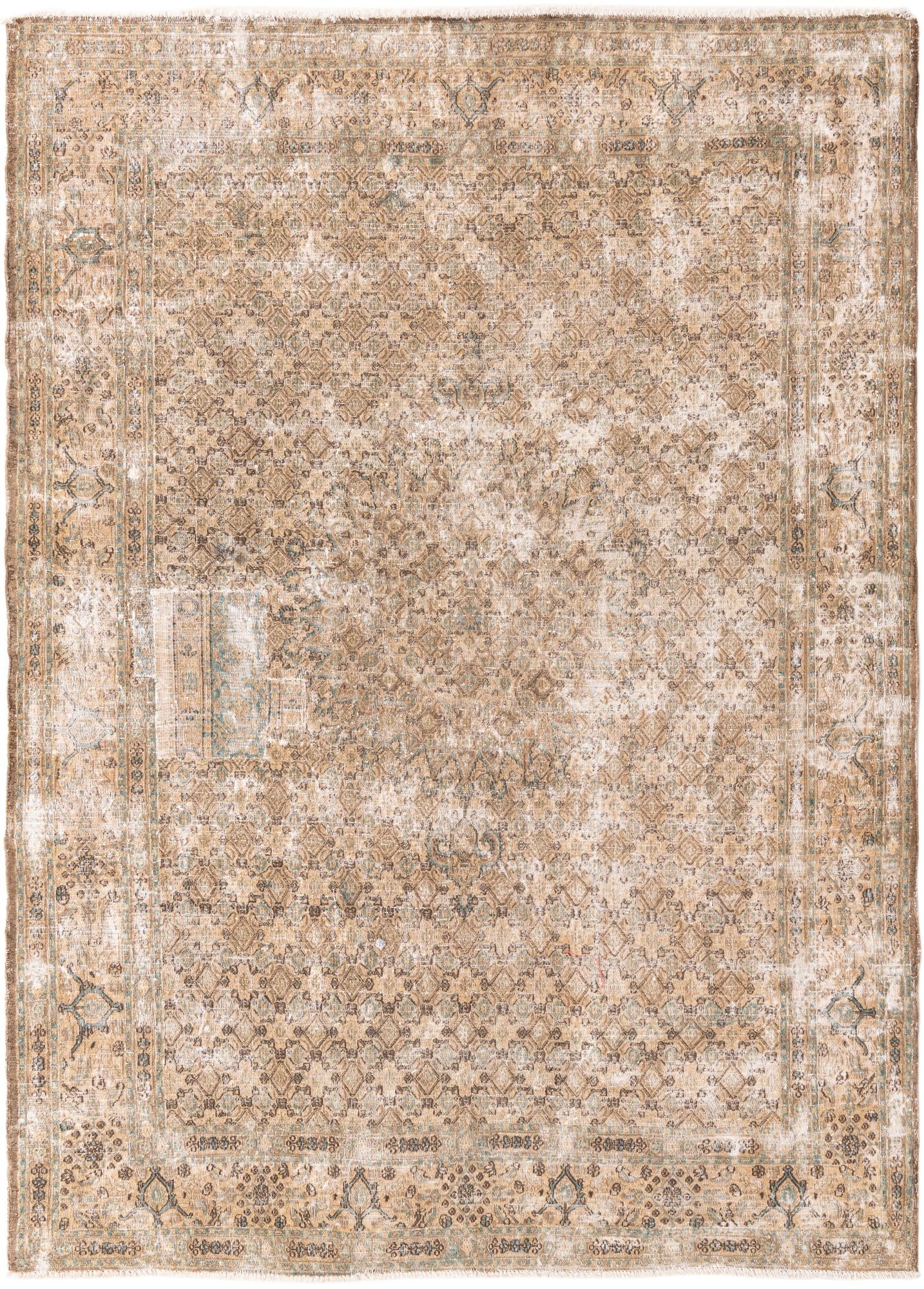 6' 7 x 9' 7 Hand Knotted Ultra Vintage Persian Wool Rug