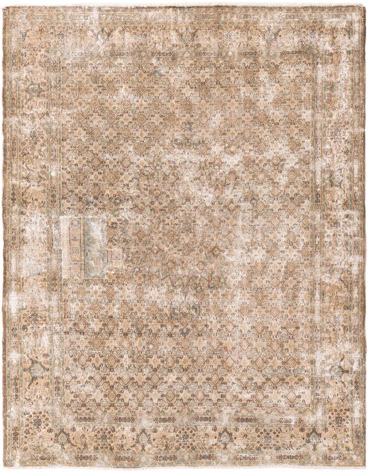 Detail image of 6' 7 x 9' 7 Hand Knotted Ultra Vintage Persian Wool Rug