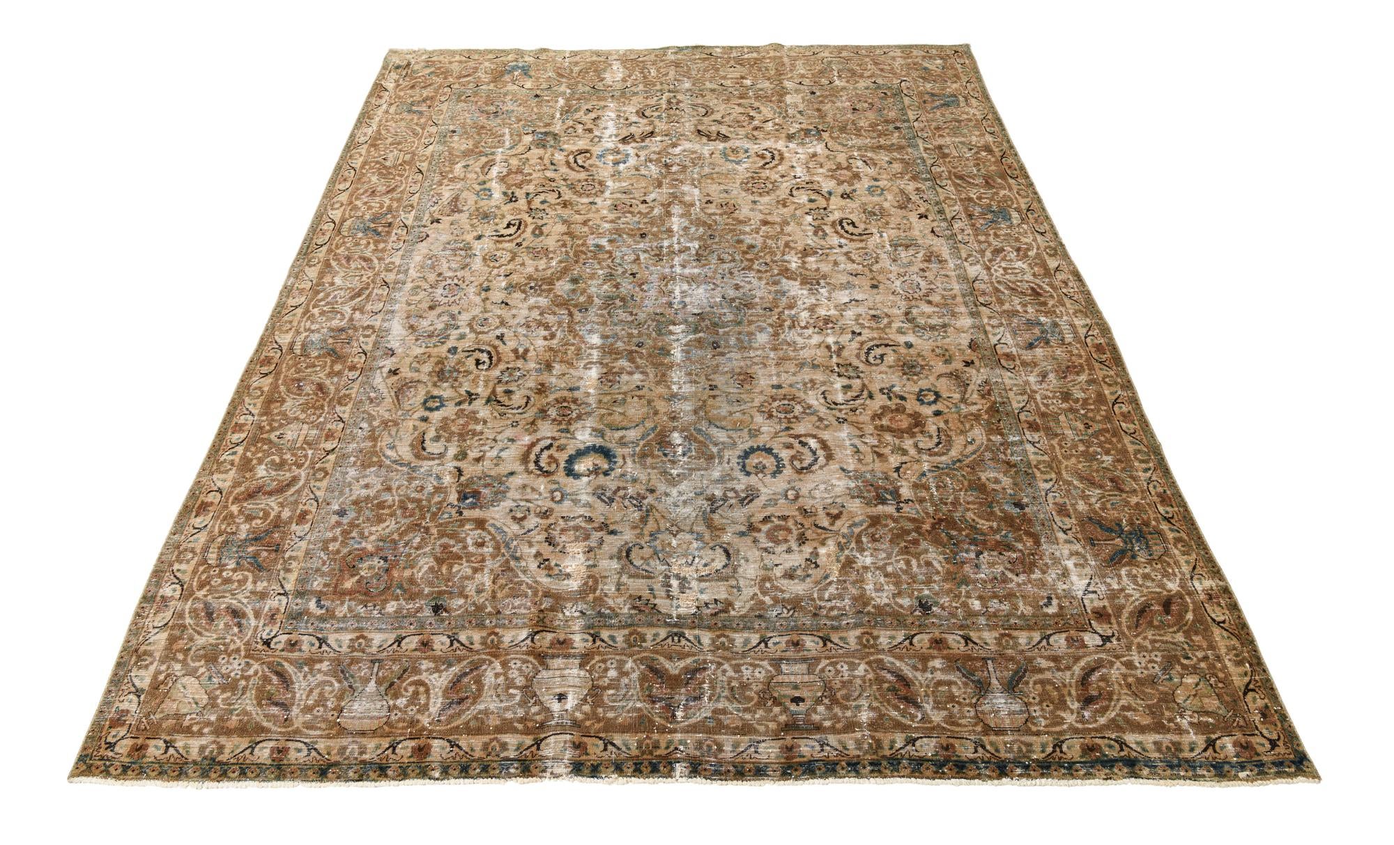 9' 7 x 12' 3 Hand Knotted Ultra Vintage Persian Wool Rug