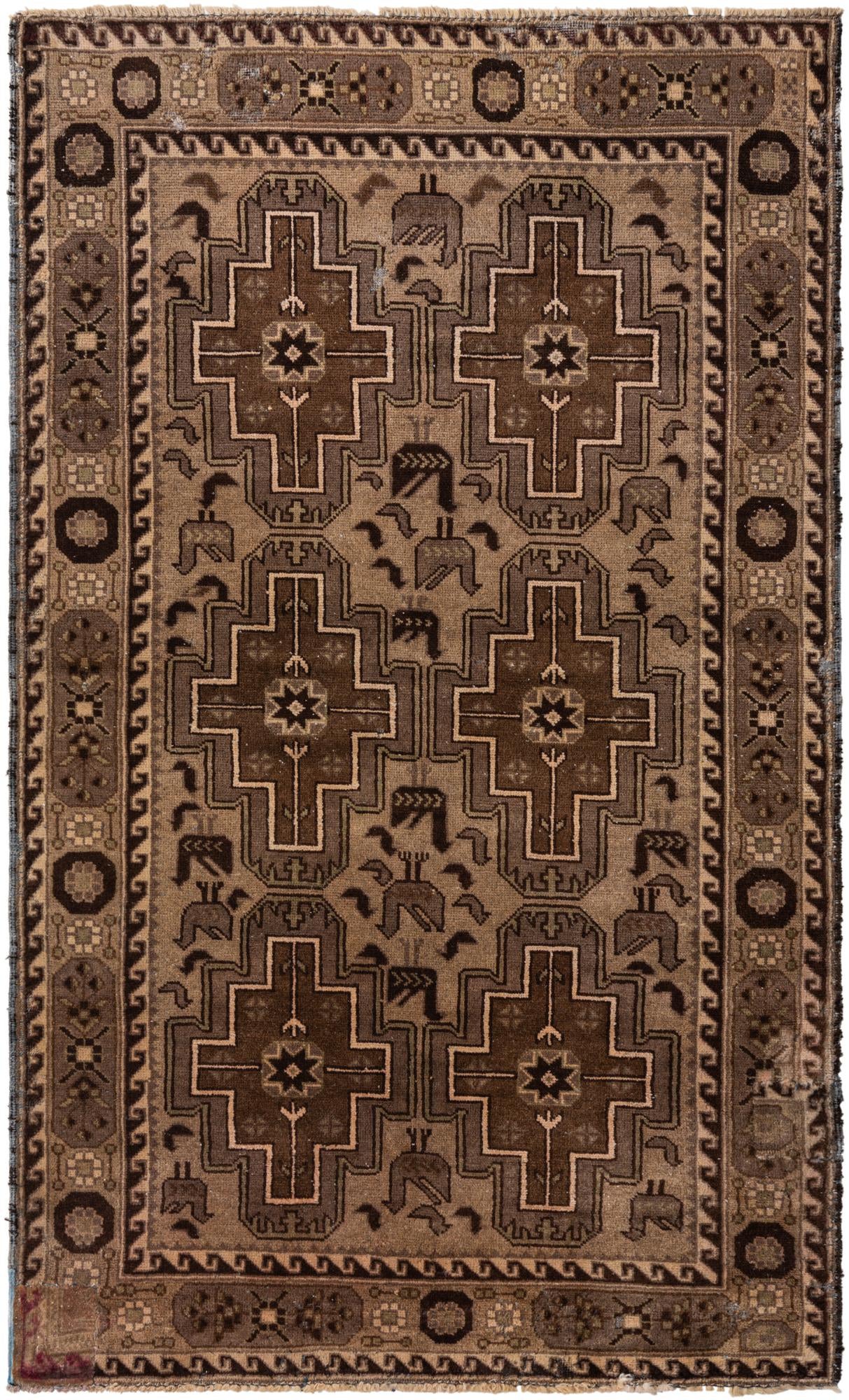 3' 10 x 6' 4 Hand Knotted Ultra Vintage Persian Wool Rug