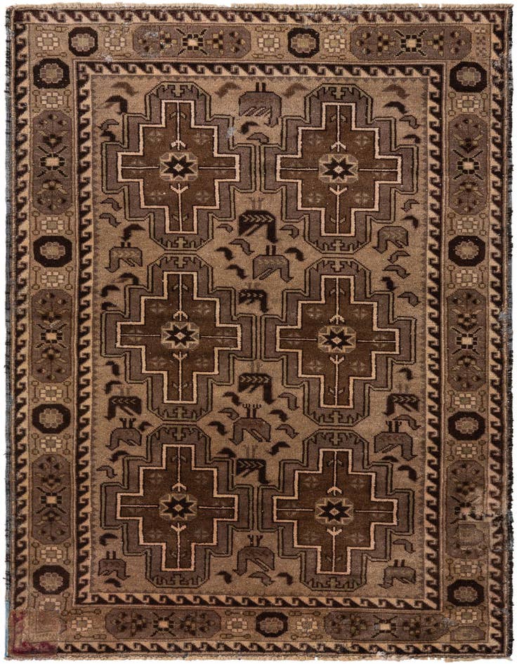 Detail image of 3' 10 x 6' 4 Hand Knotted Ultra Vintage Persian Wool Rug