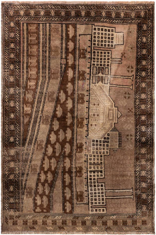 Detail image of 3' x 4' 4 Hand Knotted Ultra Vintage Persian Wool Rug