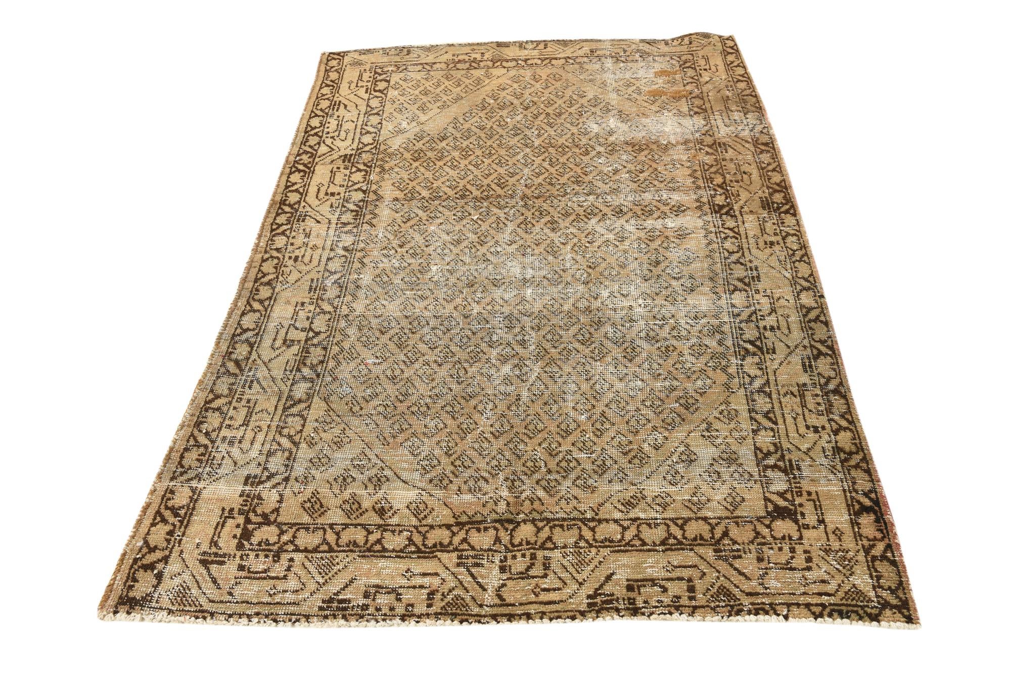 4' 2 x 6' 4 Hand Knotted Ultra Vintage Persian Wool Rug