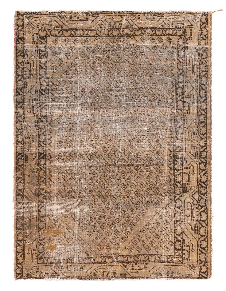 Detail image of 4' 2 x 6' 4 Hand Knotted Ultra Vintage Persian Wool Rug