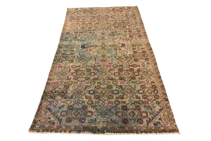 Detail image of 3' 8 x 7' 1 Hand Knotted Ultra Vintage Persian Wool Rug