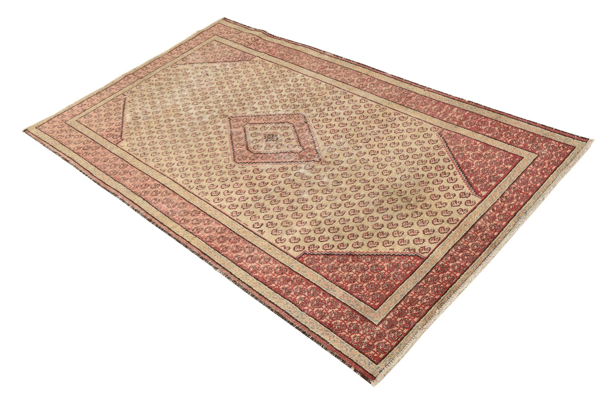 3' 10 x 6' 5 Hand Knotted Ultra Vintage Persian Wool Rug